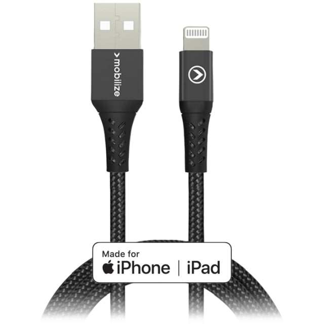Mobilize Strong Nylon Cable USB to Apple MFi Lightning 2m. 12W Black