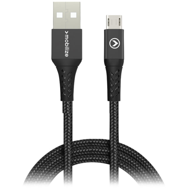 Mobilize Strong Nylon Cable USB to Micro USB 2m. 12W Black
