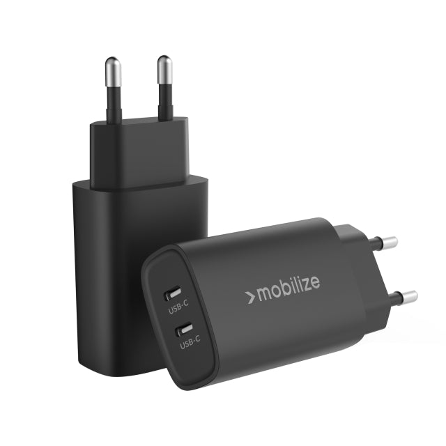 Mobilize Wall Charger 2x USB-C GaN 45W with PD/PPS Black