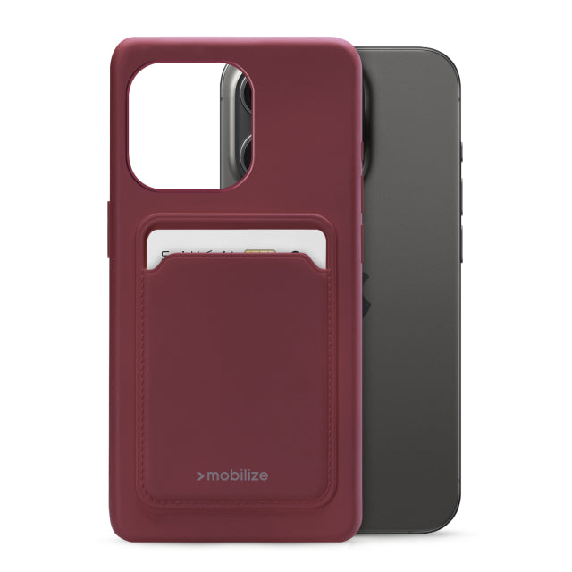 Mobilize Rubber Gelly Card Case Apple iPhone 15 Pro Matt Bordeaux