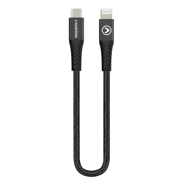 Mobilize Strong Nylon Cable USB-C to MFi Lighting 20cm. 60W Black