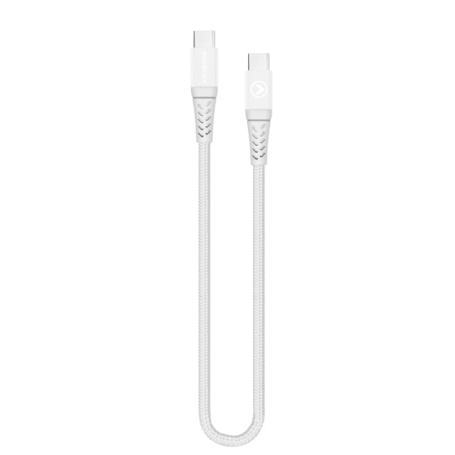 Mobilize Strong Nylon Cable USB-C to USB-C 20cm. 100W White