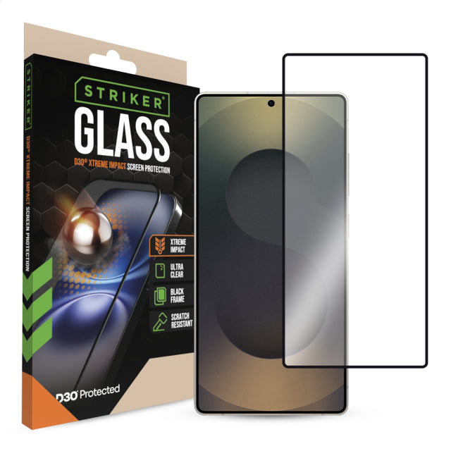 Striker D3O Xtreme Impact Glass Screen Protector - Black Frame - Samsung Galaxy S25 Ultra 5G