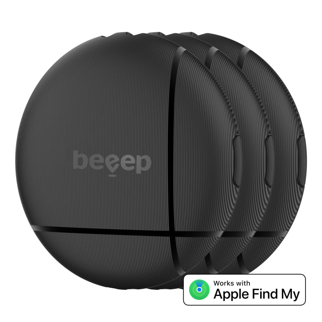 Beeep BeTag Find My Tracker Black & Keychain Black - 3 pack