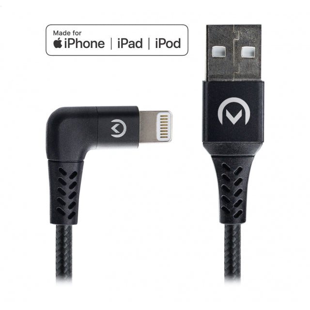 Mobilize Strong Nylon 90° Cable Apple MFi Lightning 1.5m. 12W Black
