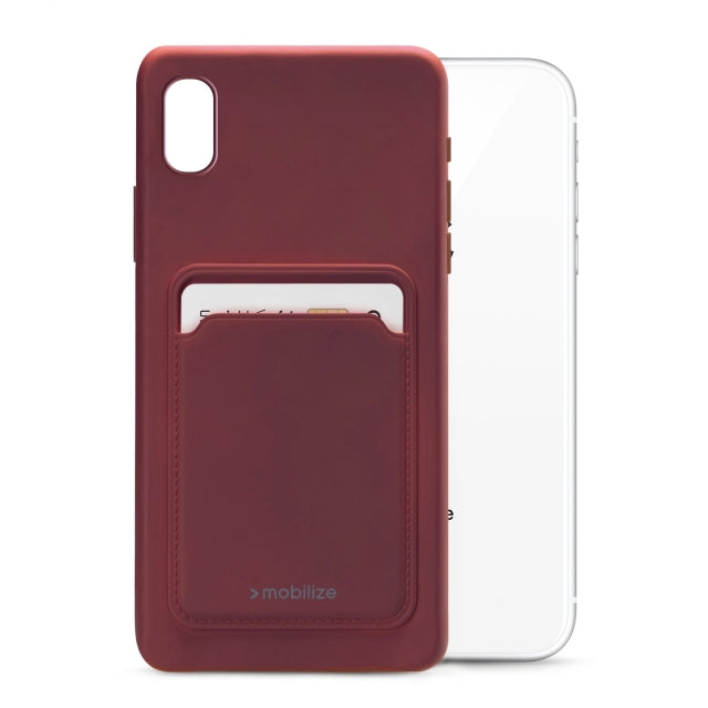 Mobilize Rubber Gelly Card Case Apple iPhone XR Matt Bordeaux