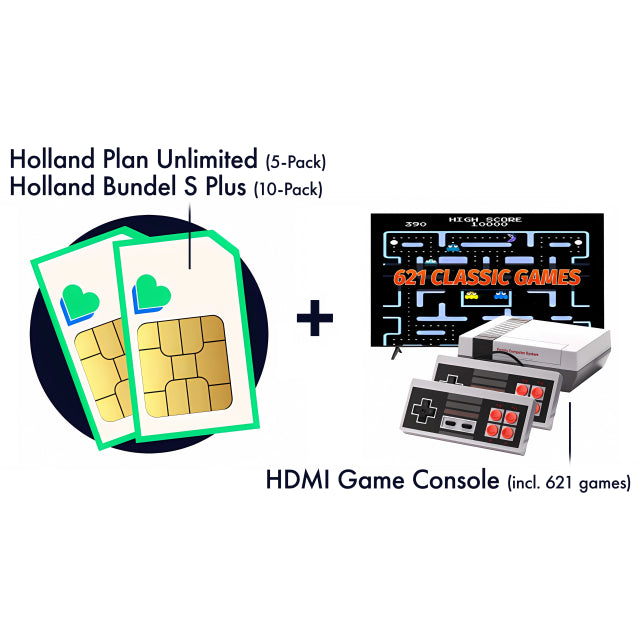 Lycamobile Simpakket + HDMI Game Console incl. 621 games