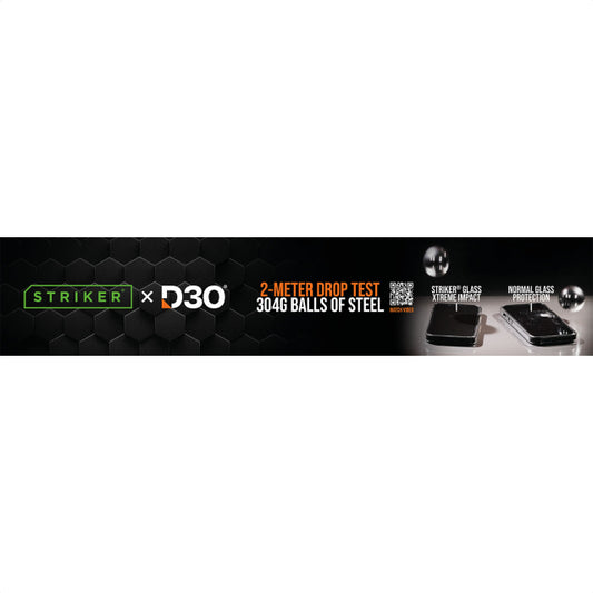 POS - Striker D3O - Forex Horizontal - Double sided print - 100x20cm - Drop Test / Industries incl. klittenband