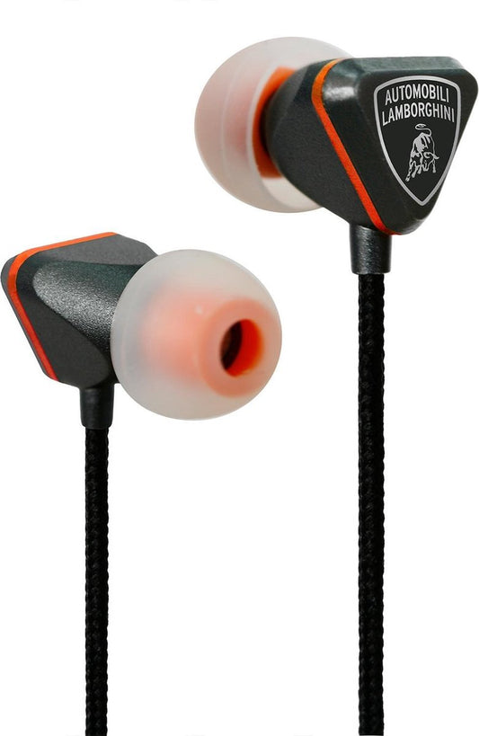 Lamborghini zwart oranje deluxe oordopjes met opbergzakje
